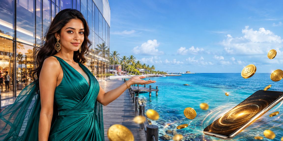 Bangladeshi model enjoying mobile casino at Saint Martin's Island